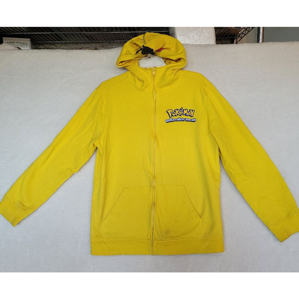 Men's Pokemon Pikachu Zip-Up Hoodie Yellow Size M